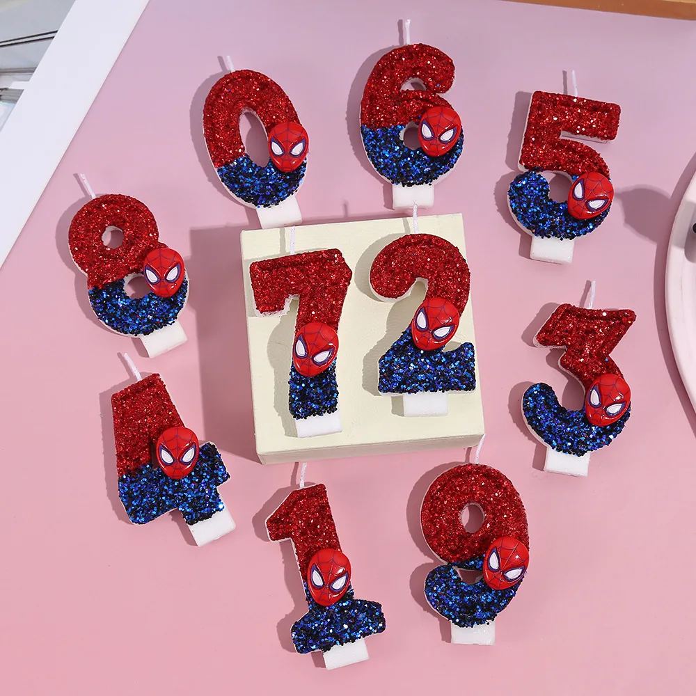 Creative Marvel Superhero Spider-Man 1-9 Number Candles, Kids Festival Cake Party Decorations Supplies