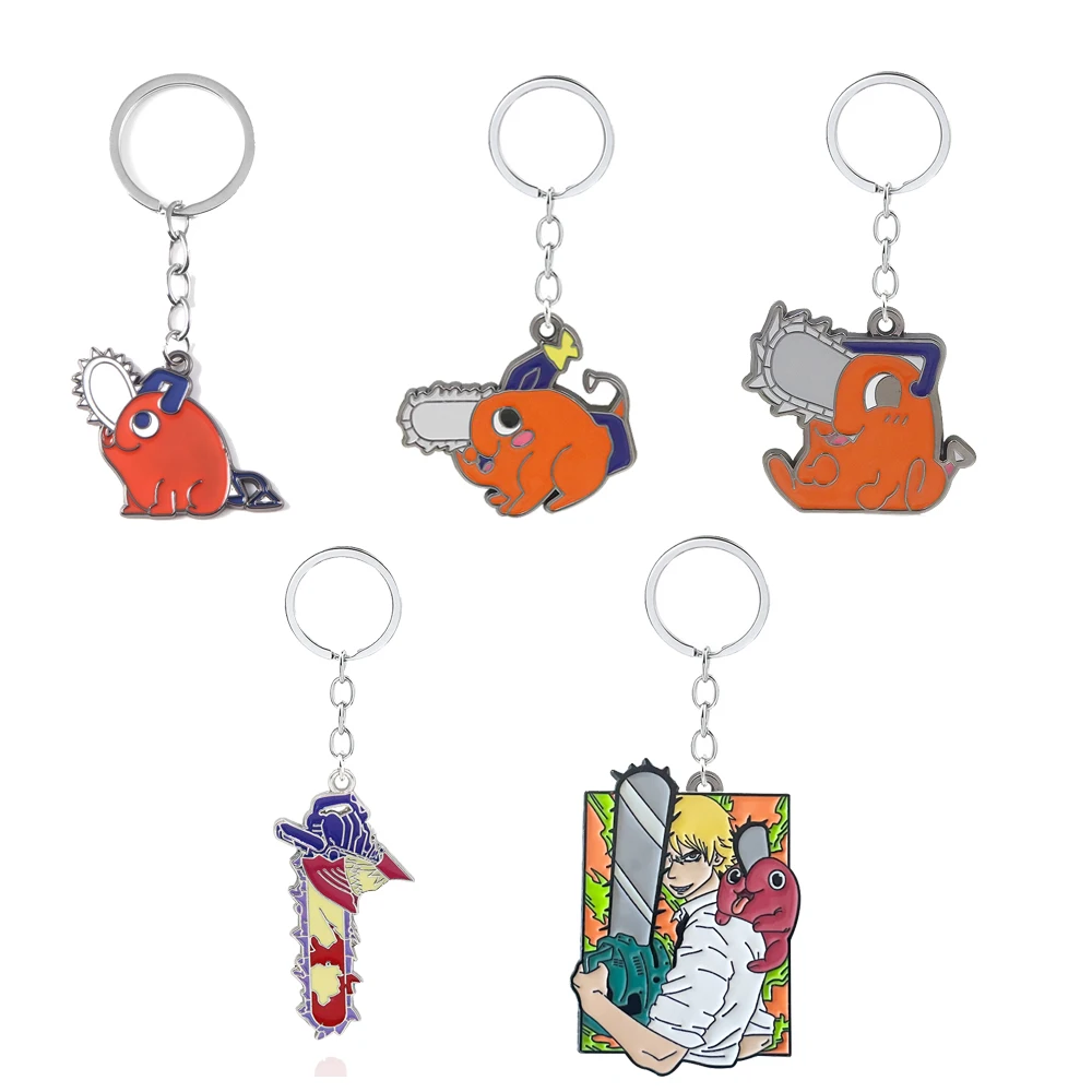 Anime Chainsaw Man Keychains Pochita Power Denji Same Pendant Metal