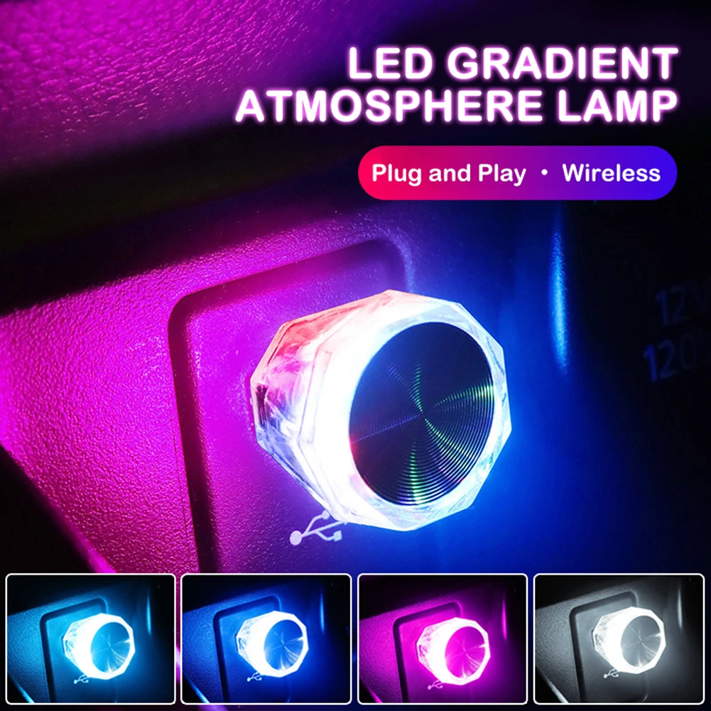 

USB Car LED Ambient Light Interior Decorative Lighting Gradient Atmosphere Lamp Portable Colorful Night Light for Home Car