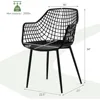 Modern Dining Chairs Set of 4 - Black Arm Chair with 15" High Backrest, Powder-Coated Metal Legs, Anti-slip Foot Pads 3