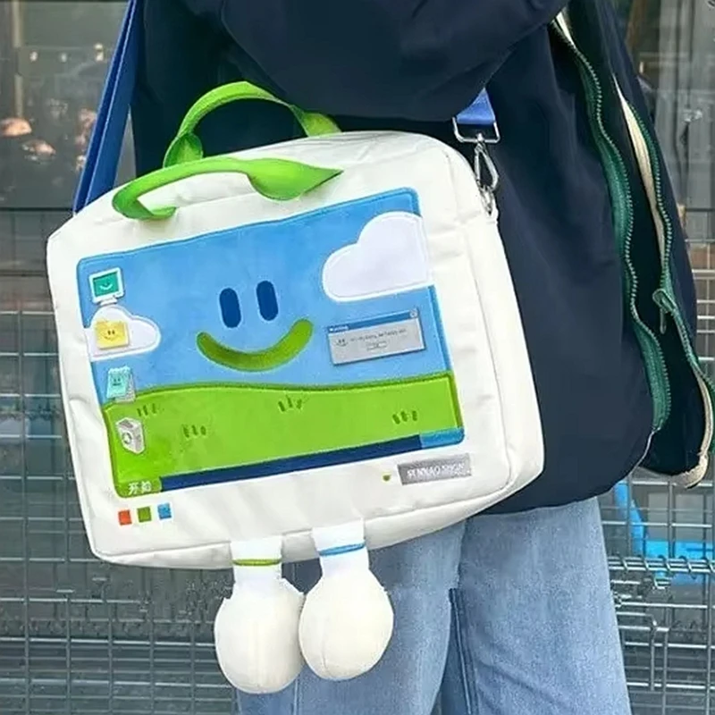Borsa per computer Borse a tracolla da donna da 13-15 pollici Borsa a tracolla da donna Borse stampate con cartoni animati Borsa per laptop Y2k per studenti Harajuku - immagine 6