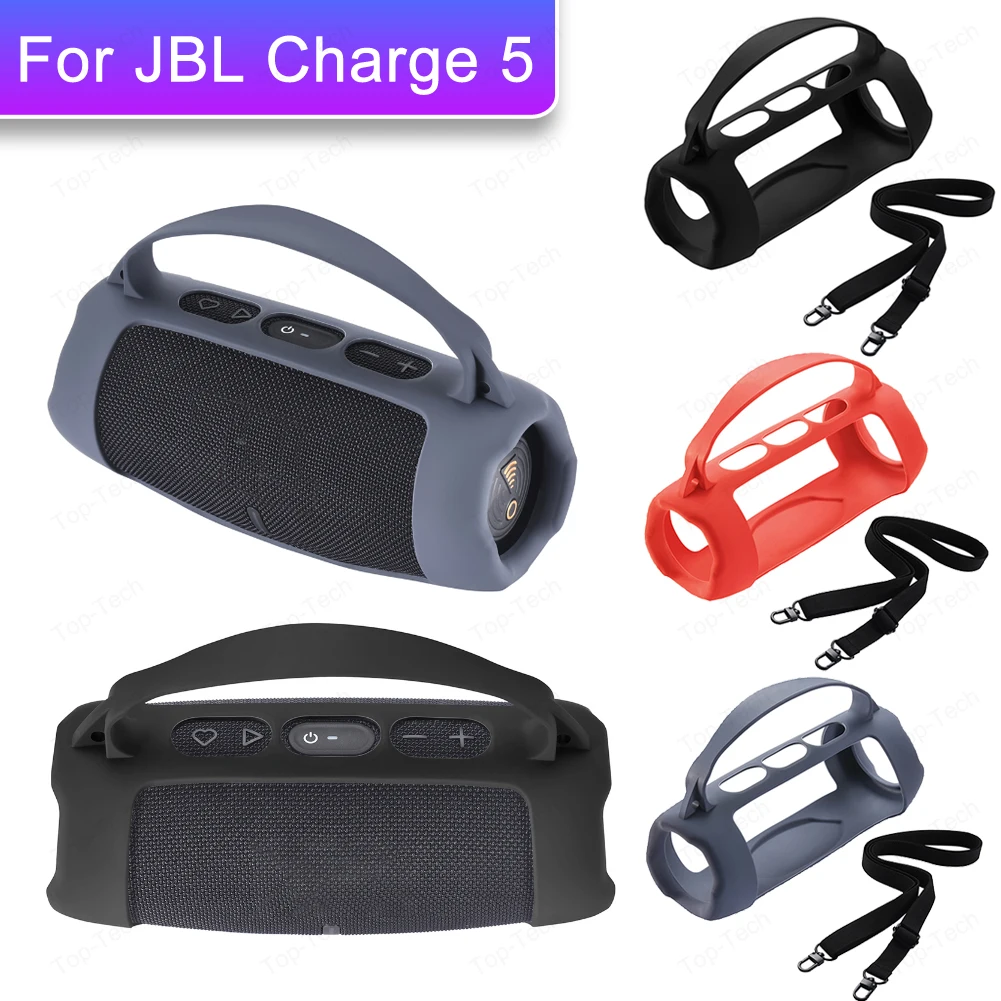 Silicone Waterproof Shockproof Speaker Case with Shoulder Strap