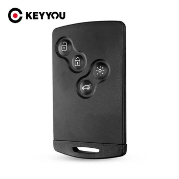 KEYYOU 4 Pulsante Chiave Della Carta Dell'automobile Caso Per Renault Koleos Clio IV Captur Passivo Laguna Megane KeylessGo Ingresso Chiave A Distanza Smart Borsette