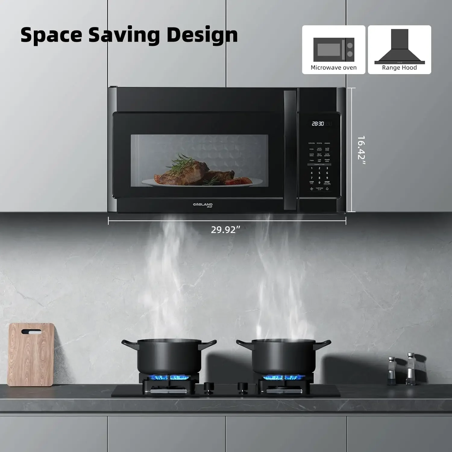1.9 Cu. Ft. 30 Inch OTR1902B Over the Range Microwave Oven, Over the Stove Microwave, 1000 Watts, 400 CFM Exhaust Fan an