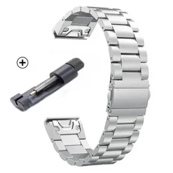 Premium Stainless Steel Watchband, 22mm/26mm - Enhanced Metal Strap - QuickFit 22mm (Silver)