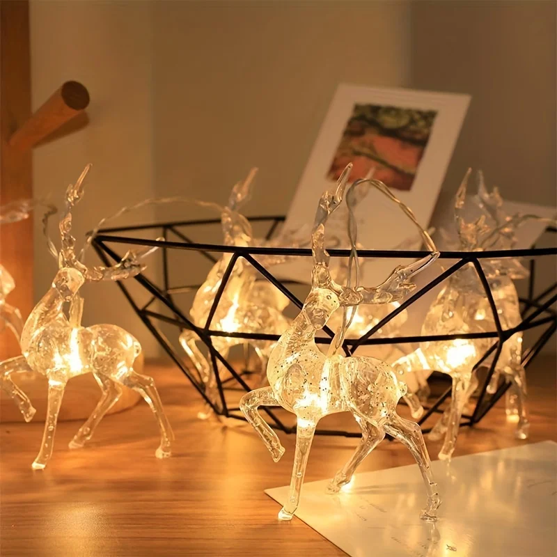 USB Christmas Reindeer String Lights LED Garland Fairy Lights for Christmas Tree Wedding Curtain Garland Garden Party Room Decor 5