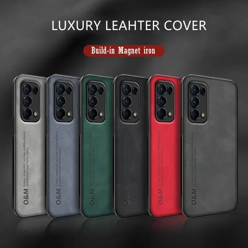 Magnetic Leather Skin Phone Case with Silicone Protection