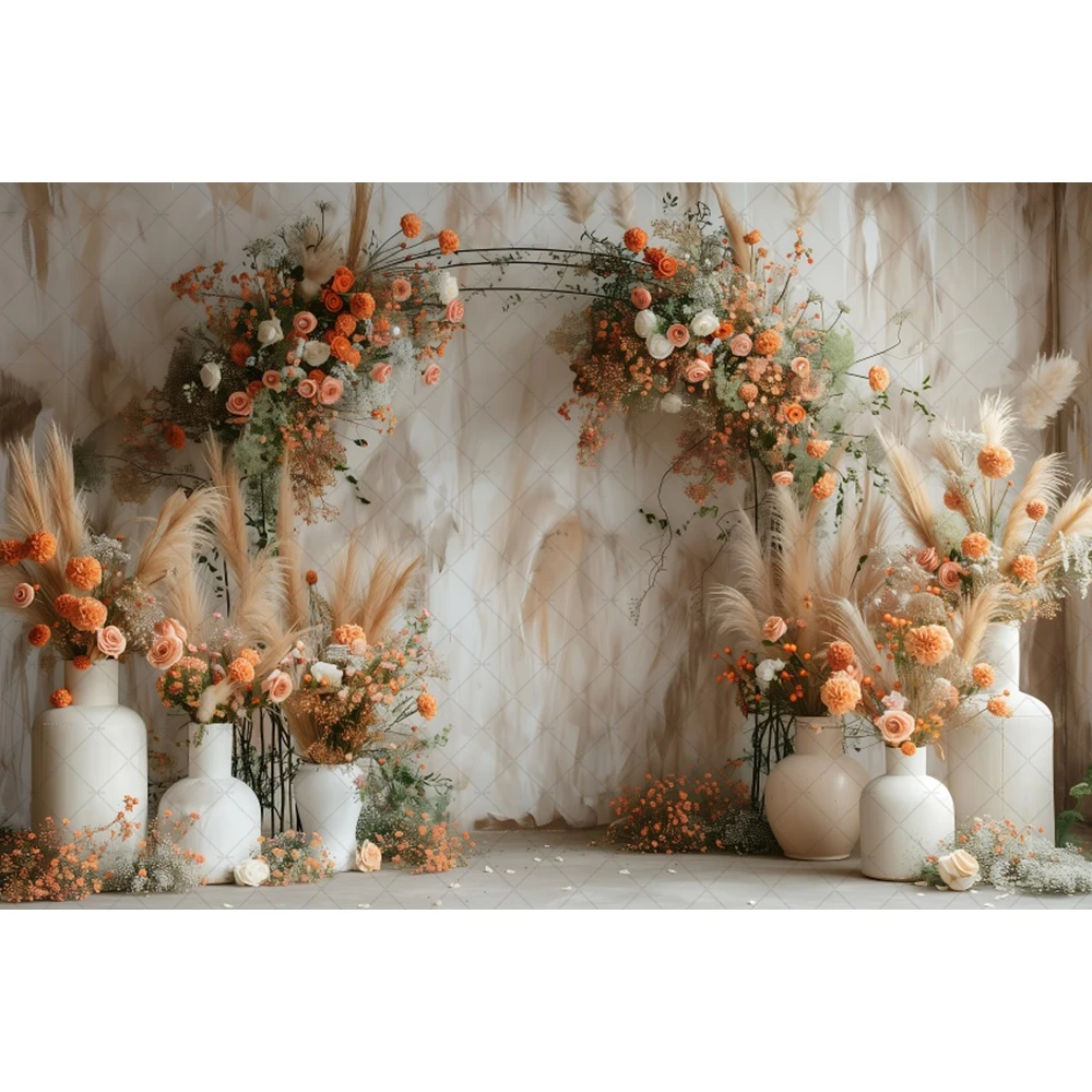 Photography Background Retro Boho Floral Pampas Kid Birthday Party Wedding Pregnant Portrait Decor Photo Backdrop Studio 4