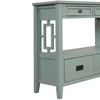 Farmhouse Pine Wood Console Table with 4 Drawers & 1 Storage Shelf - Retro Blue 6