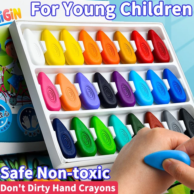 24 Colors Wax Crayons for Baby Kids Washable Safe Painting Drawing