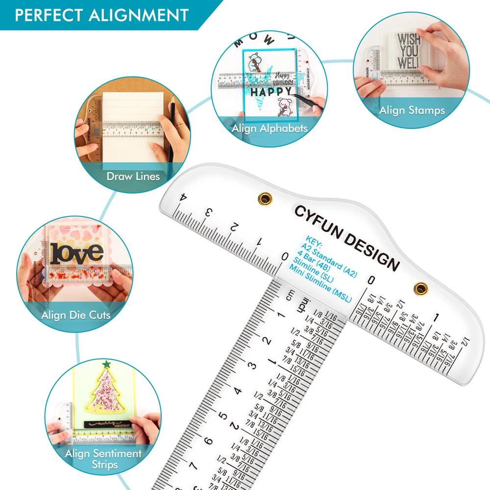Acrylic T Square Ruler T Shape Ruler Clear Transparent Measurements Straight Tool for Crafting