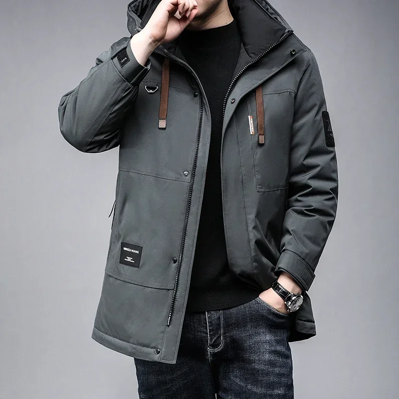 thumbnail image 1 of Chaqueta de plumón para hombre, con relleno de plumón de pato, forro extraíble, chaquetas de invierno de marca para hombre, abrigos de invierno para hombre, saco informal para hombre, 1 of 5