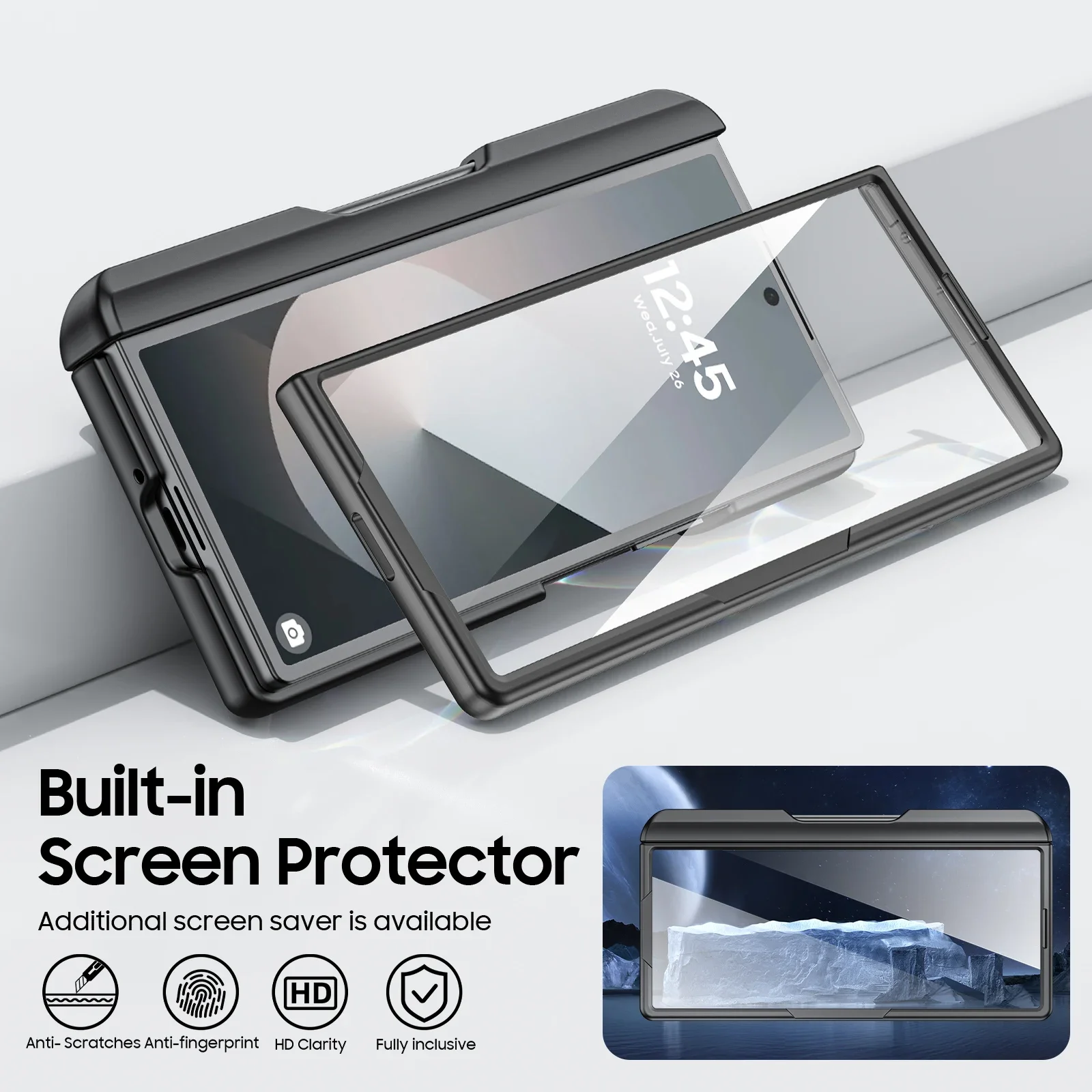 Mother's Day Gift: Shockproof Phone Case with Card Holder and Pen Slot, includes Full Coverage 9H Protective Film