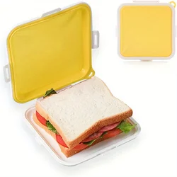 Silicone Sandwich Storage Box for Lunch, Travel - Versatile Snap - Off Container for Snacks and Foods (Yellow)