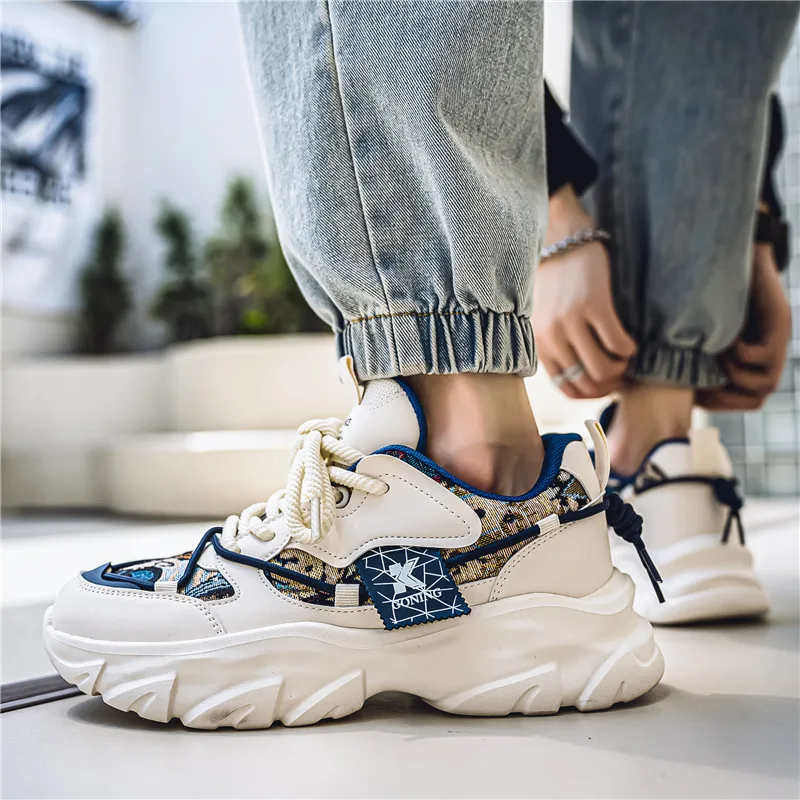 Men's thick soled casual sports shoes breathable soft sole four season non slip fashion running shoes student outdoor sneakers - Image 5