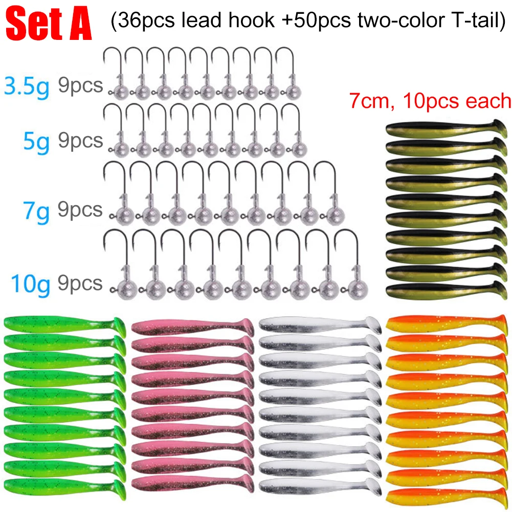 Fishing Tackle Box Crank Jig Head Hook Set Fishing Hook Jig Head Lure Soft  Bait Box Bass Trout Fishing Gear Tools Set - AliExpress