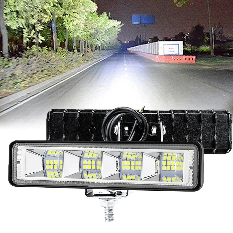 24LED 자동차 작업등 DRL 고휘도 스포트라이트, 오프로드 자동차 트럭 야간 운전 헤드라이트, 안개등 DC12V-60V, 6500K, 72W