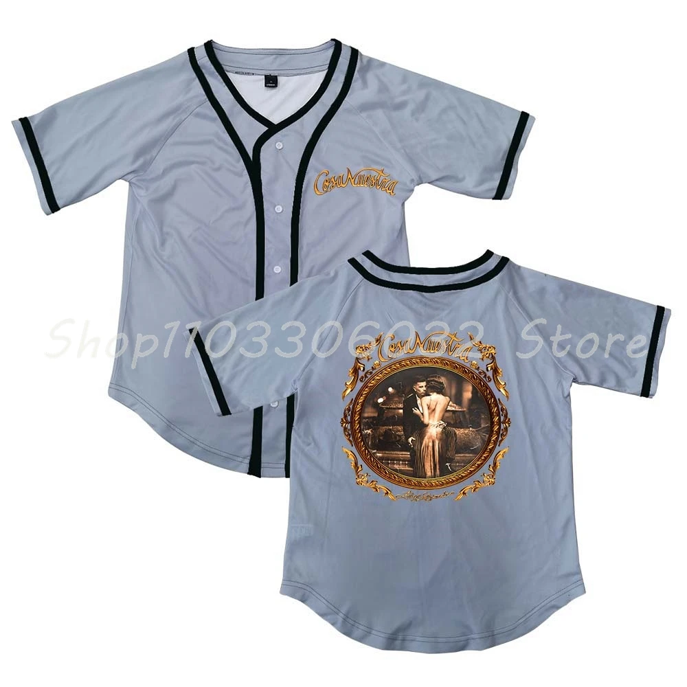 Rauw Alejandro Cosa Nuestra Album Button V-Neck Shirt Women Men Short Sleeve Streetwear Clothes 3