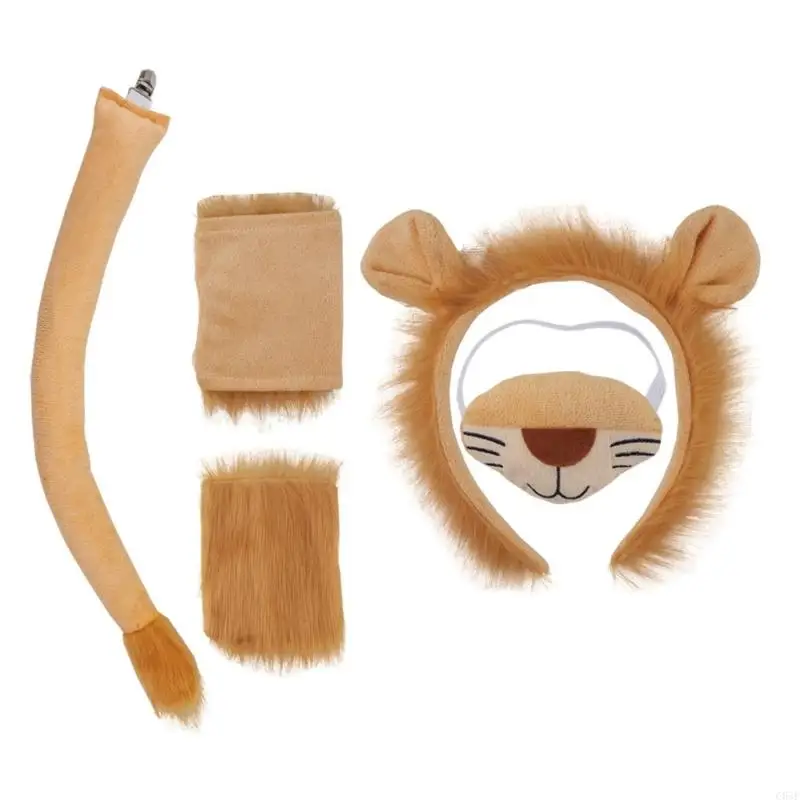C63F Animal Dress up Kits Hairband, Tail, and Bowtie for Kids Birthday Parties