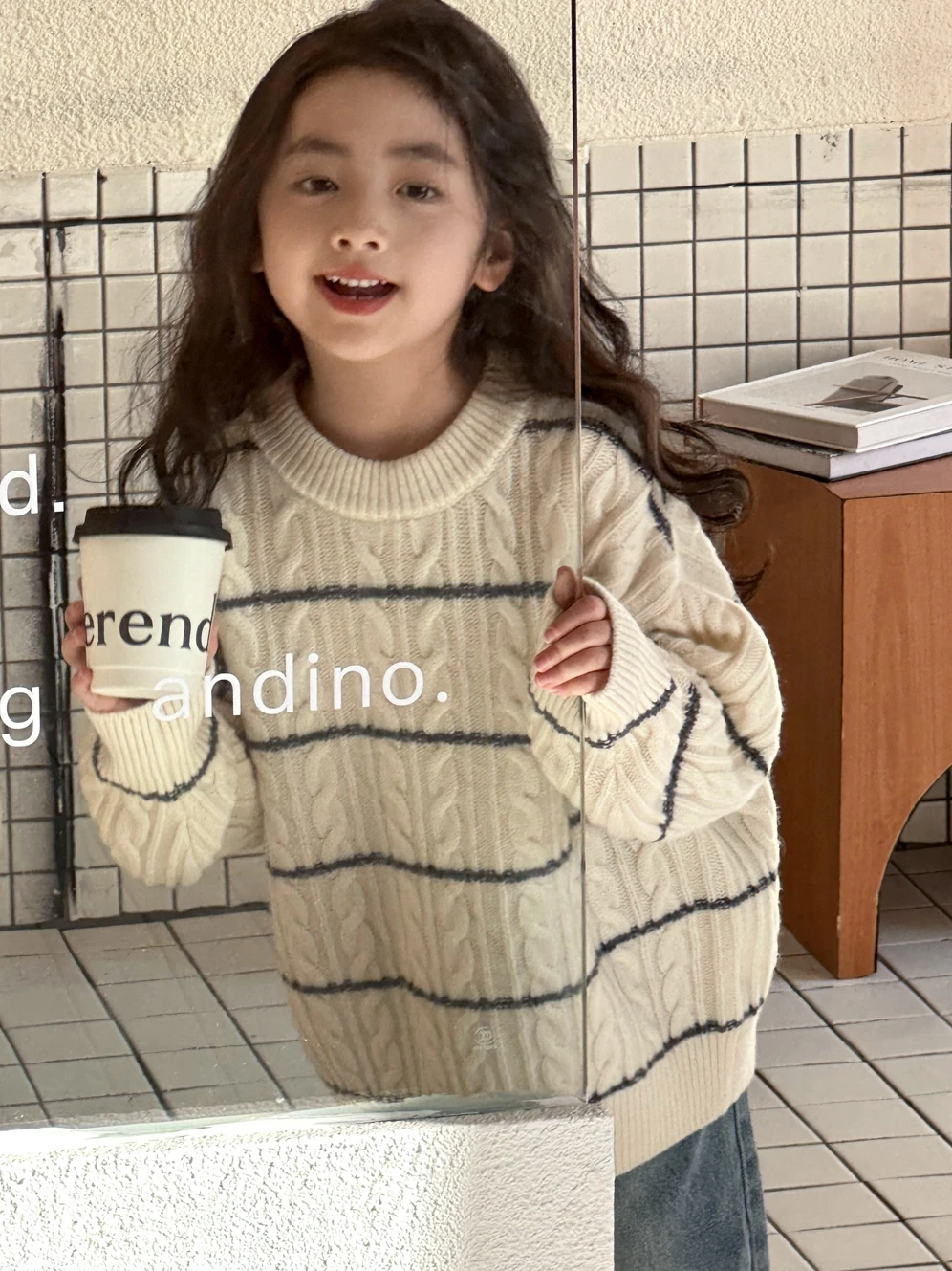 

Kid Sweater Top Childrens Sweater 2024 New Boys and Girls Fashion Style Crewneck Striped Loose Casual Thickened Bottom Top