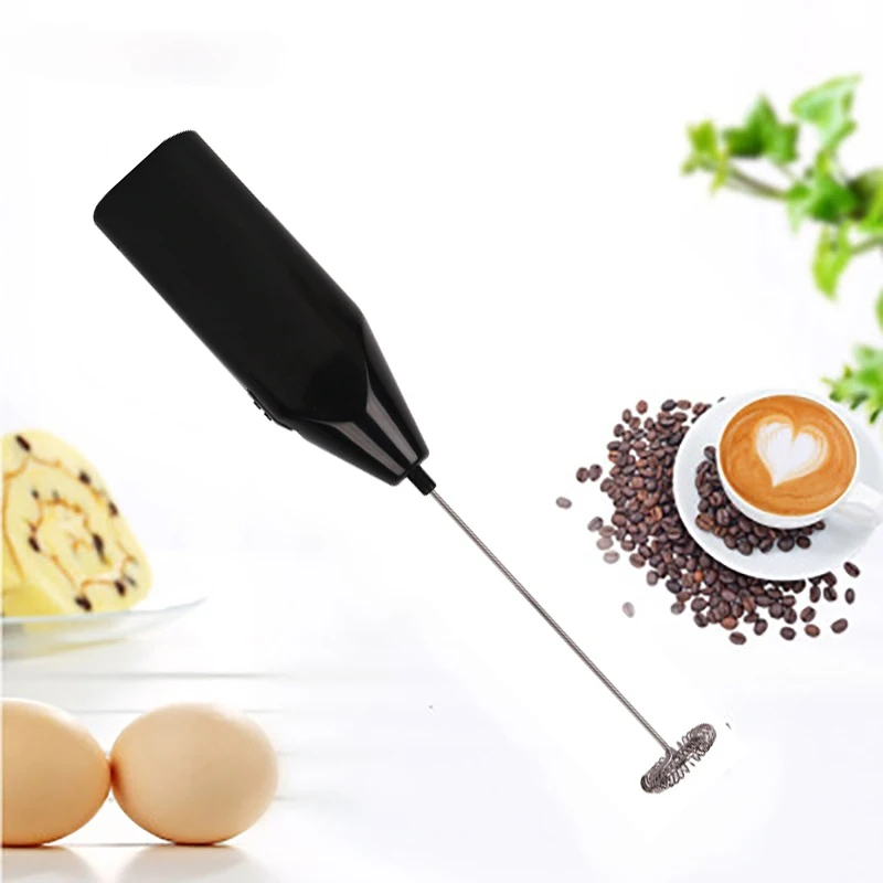 1pc Mini Electric Milk Frother Creative Stainless Steel Kitchen Whisk  Coffee Milk Whisk Automatic Milk Powder Mixer-Two Headers