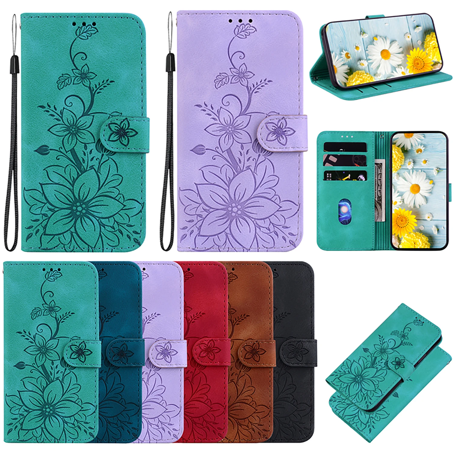 Leather Wallet Flip Cover with Stand and Card Slots