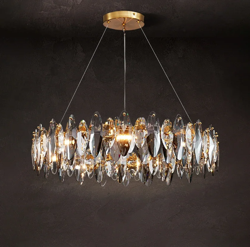 

New modern crystal chandelier for living room luxury home decor lighting fixtures round gold led cristal lamp lustre