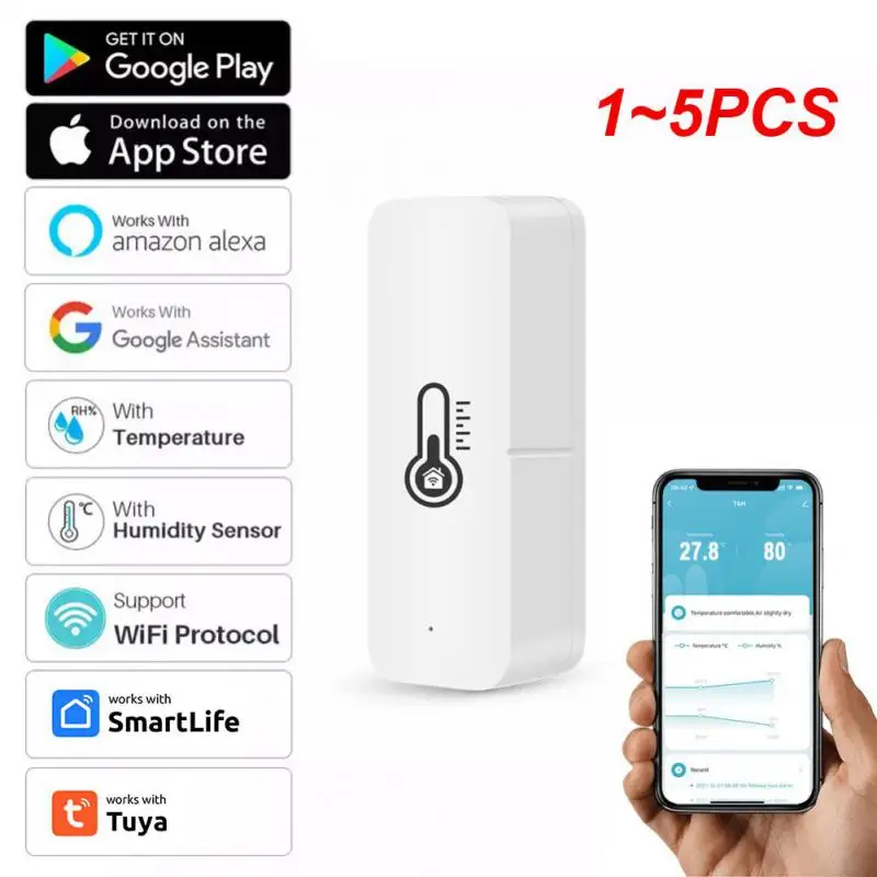 

Смарт-датчик температуры и влажности Tuya Smart Wifi 3,0, 1-5 шт., работает с Alexa Home Smart Life