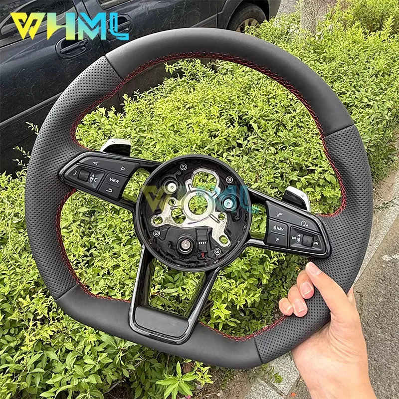 아우디 A3 A4 A5 S3 S5 B9 2023 TT 레드 스티칭 세미 천공 가죽 스티..