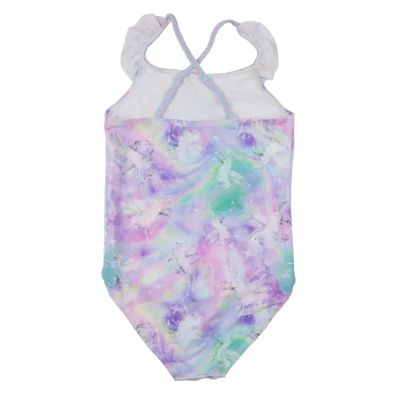 Baby Girl Swimsuit Kids One Piece Beachwear Rainbow Print Swimwear Girls Bathing Suit Summer Girl Rainbow Twist Strap Swim Suits
