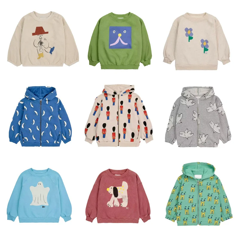 Kids Sweatshirts AW24 Printed Long Sleeve Hooded Jacket for Girl Boy