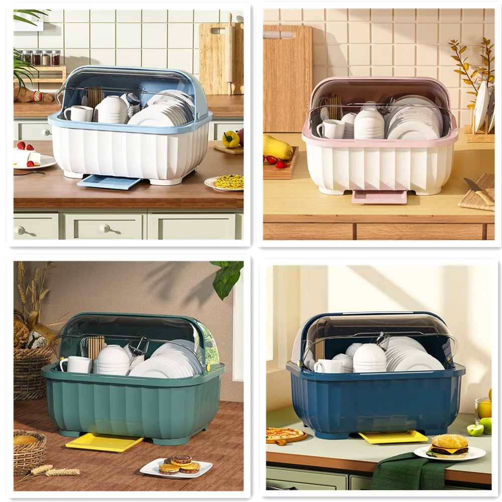 Household Layered Kitchen Accessories Cupboard Tableware Storage Box  Plastic With Cover Plate Draining Bowl Organizer Rack - AliExpress