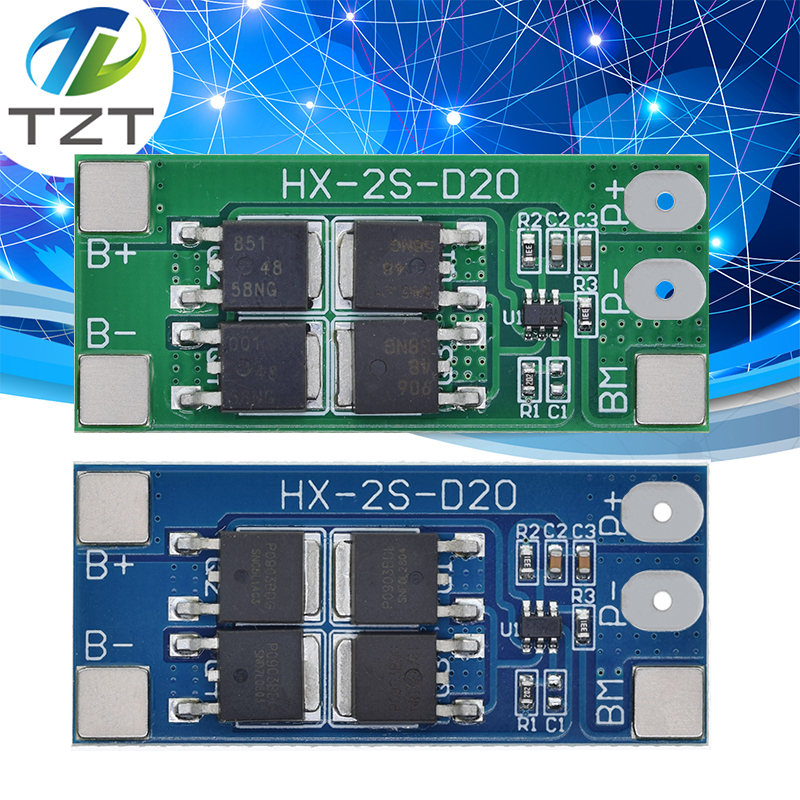 TZT 2S 6.4V 7.4V 20A LiFePO4 / Lithium 18650 32650 Battery Charge Protection Board 13A working Current  20A Current-limiting