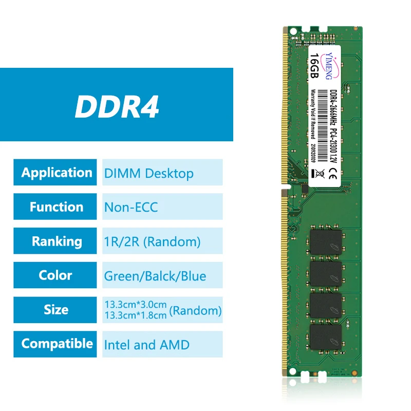 Ddr4-デスクトップサーバーメモリ,16gb,8gb,4gb,pc4,2133, 2400, 2666