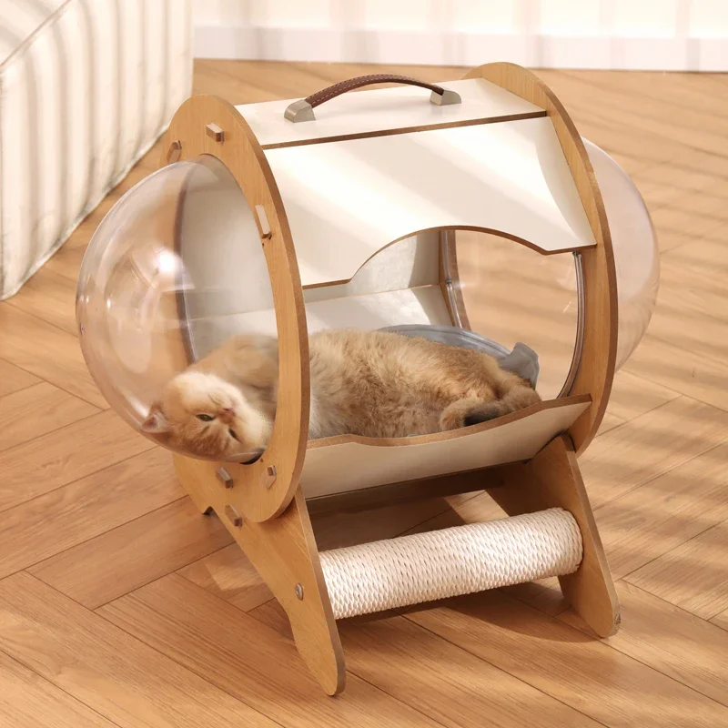 

Cat Bed House Nest Four Seasons Universal Nest Closed Summer Wood Capsule Shape Furniture Supplies Pet Supplies