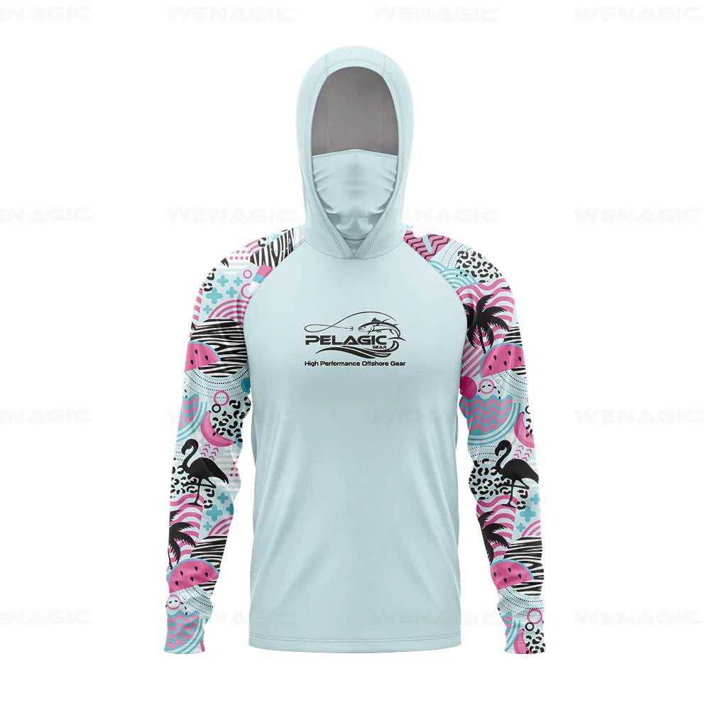 pelagic gear Men Hood Fishing Shirt long sleeve Fishing clothing fishing t shirt uv protection fishing shirt Apparel