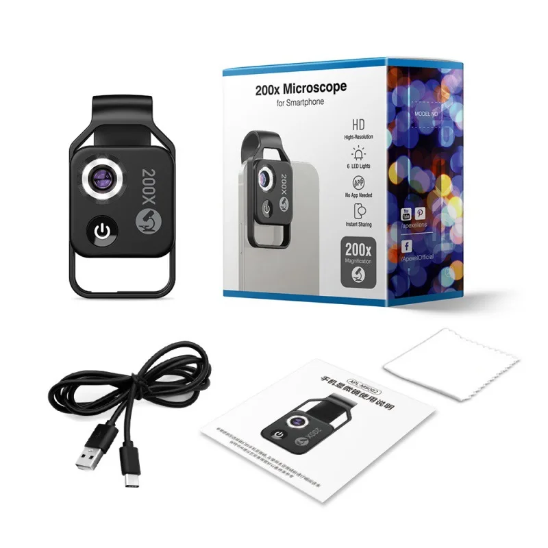 

Mobile Phone Microscope 200 Times Children's Scientific Experiment Biology Led High-Definition Outdoor Portable Magnifying Glass