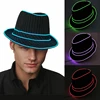 light up Men's hat and tie Led luminous Funny hat glowing Top Hat for Fluorescent club dance show props performances costumes 3
