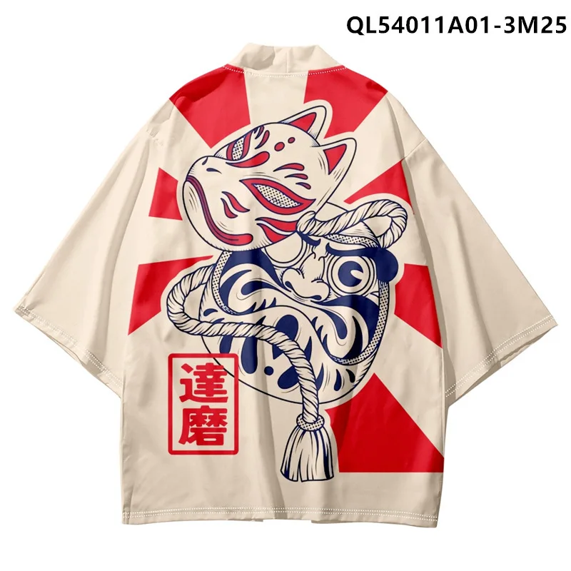 Summer Ukiyoe Japanese Harajuku Kimono Cape Feather Robe 3D Digital Printed Cardigan