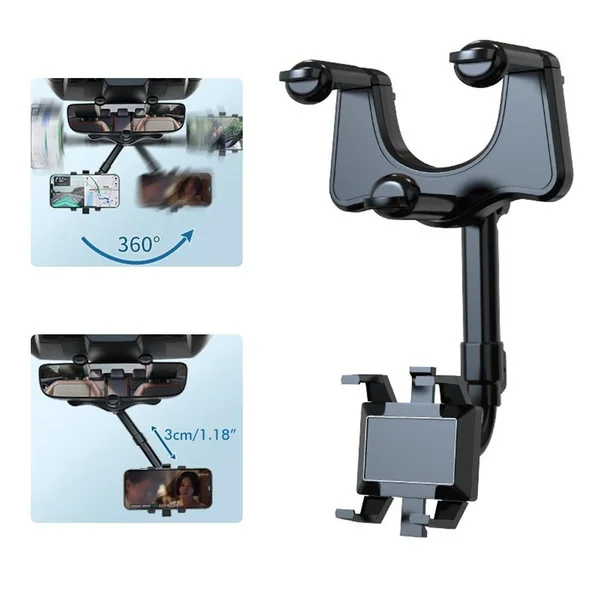 

New Multi-Function Car Rearview Mirror Phone Holder 360 Degrees Free Rotate Adjustable Suspension Mount Phone Holder