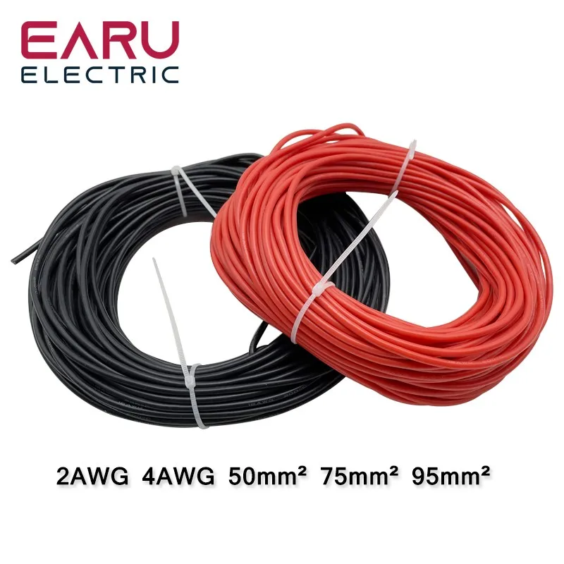 

Термостойкий мягкий силиконовый провод, 50 м/лот, 2AWG, 4AWG, 50 мм², 75 мм², 95 мм², красный, черный цвет, для Светодиодный оуправляемых светодиодных ламп «сделай сам»