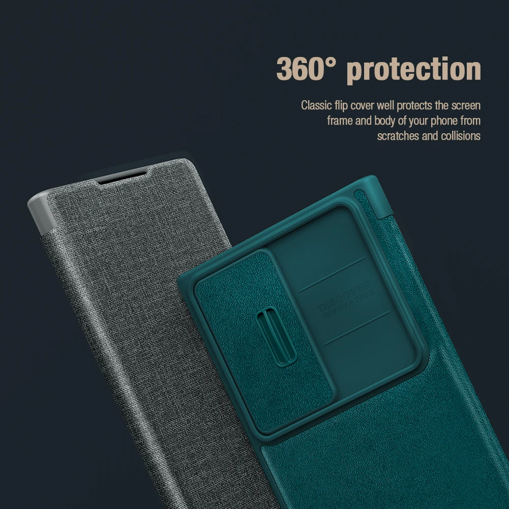 For Samsung Galaxy S23 Ultra Case NILLKIN Qin Pro Superior Leather Lens Slide Camera Impact Resistant Customized Inside Slot