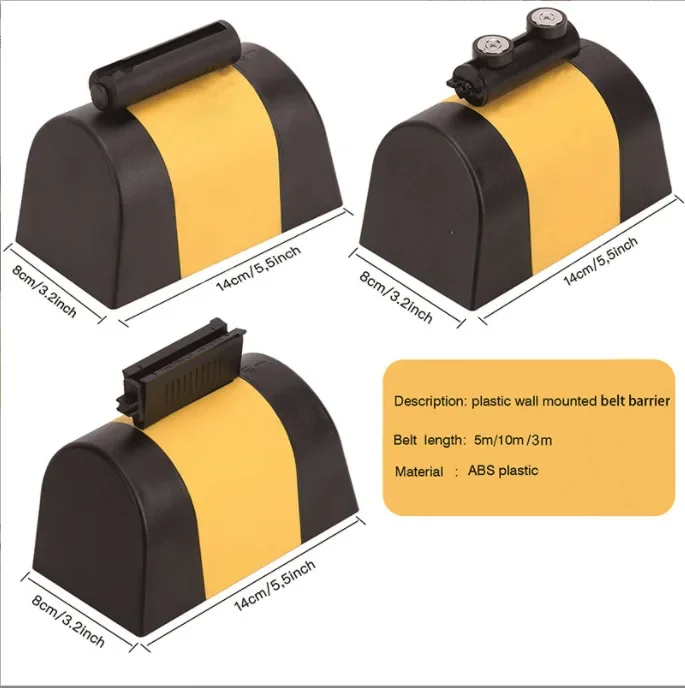 Warning Wall-mounted Shell Telescopic Belt Wall-mounted Isolation Belt Black and Yellow Warning Line Corridor Isolation