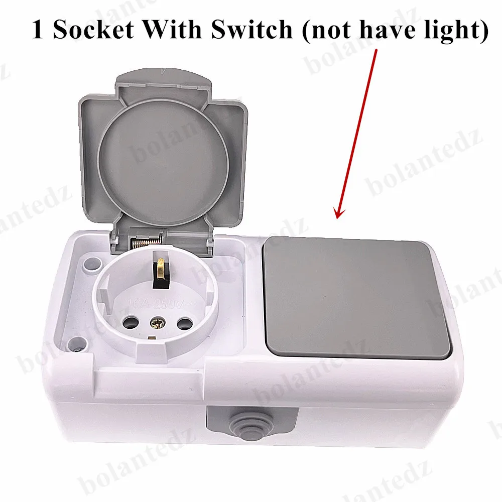 Waterproof Surface-Mount Dual Germany Schuko Socket with Earthing, IP54 Rated