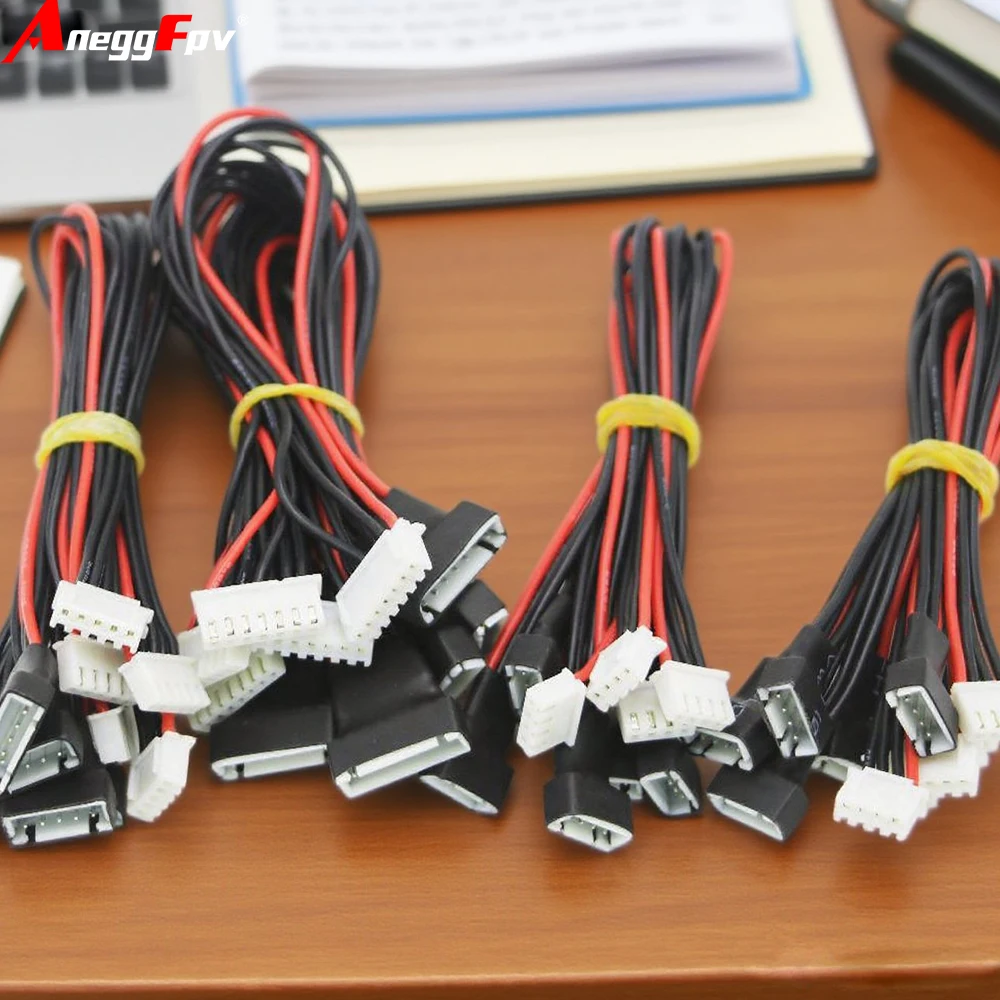 Cinq câbles d'équilibrage Lipo JST-XH 20cm 22AWG disposés en éventail