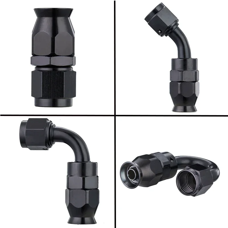 3AN 4AN 6AN 8AN 10AN 12AN Straight 0 45 90 180 Degree Swivel Hose End Fittings Adapter For PTFE E85 Oil Fuel Gas Line Pipe Black hose end fitting adapter