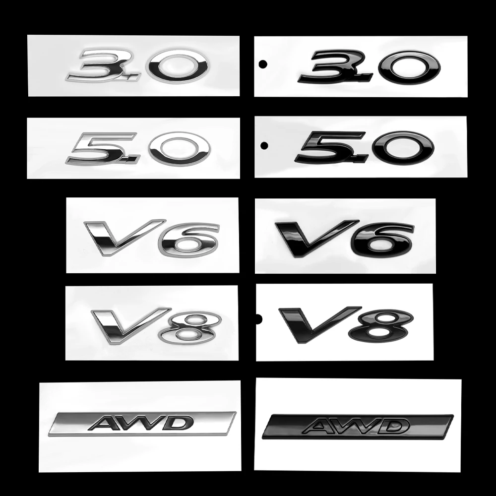 1 Pz Abs Nero Argento Lettera Auto Posteriore Tronco Adesivo Per Jaguar 3.0 5.0 V6 V8 Awd F-Pace I-Pace Xjr Xfr Xjs Modifica Decalcomanie