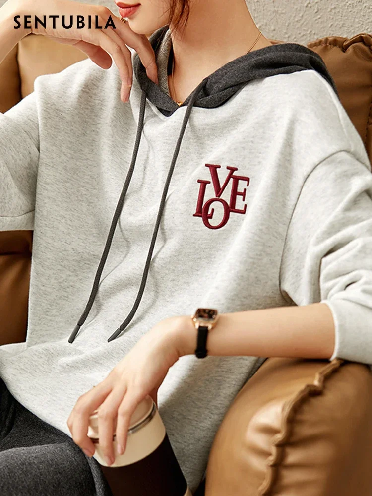 SENTUBILA Sports Hoodies Tracksuit Women Two Piece Pant Set 2025 Spring Casual Long Sleeve Sweat Suit Sweatpant Matching Sets 5