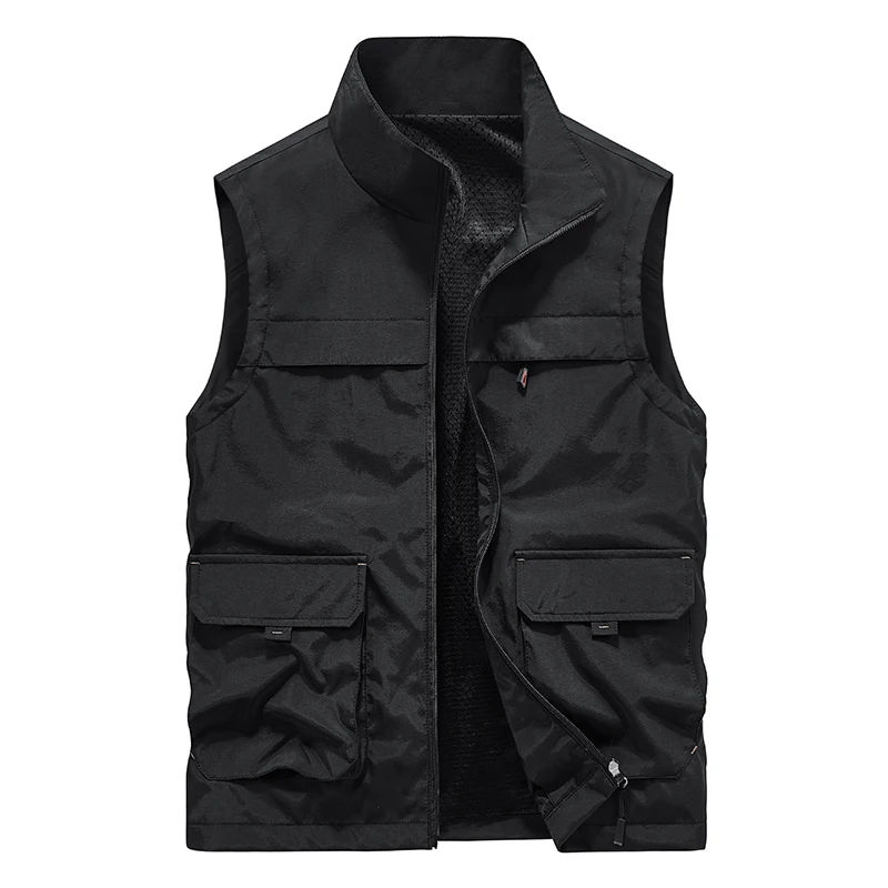 Hunting Vest Biker Motorcyclist Coat Summer for Men MAN Motorcycle Work Mesh Sleeveless Jacket Denim Fishing Clothing Pockets