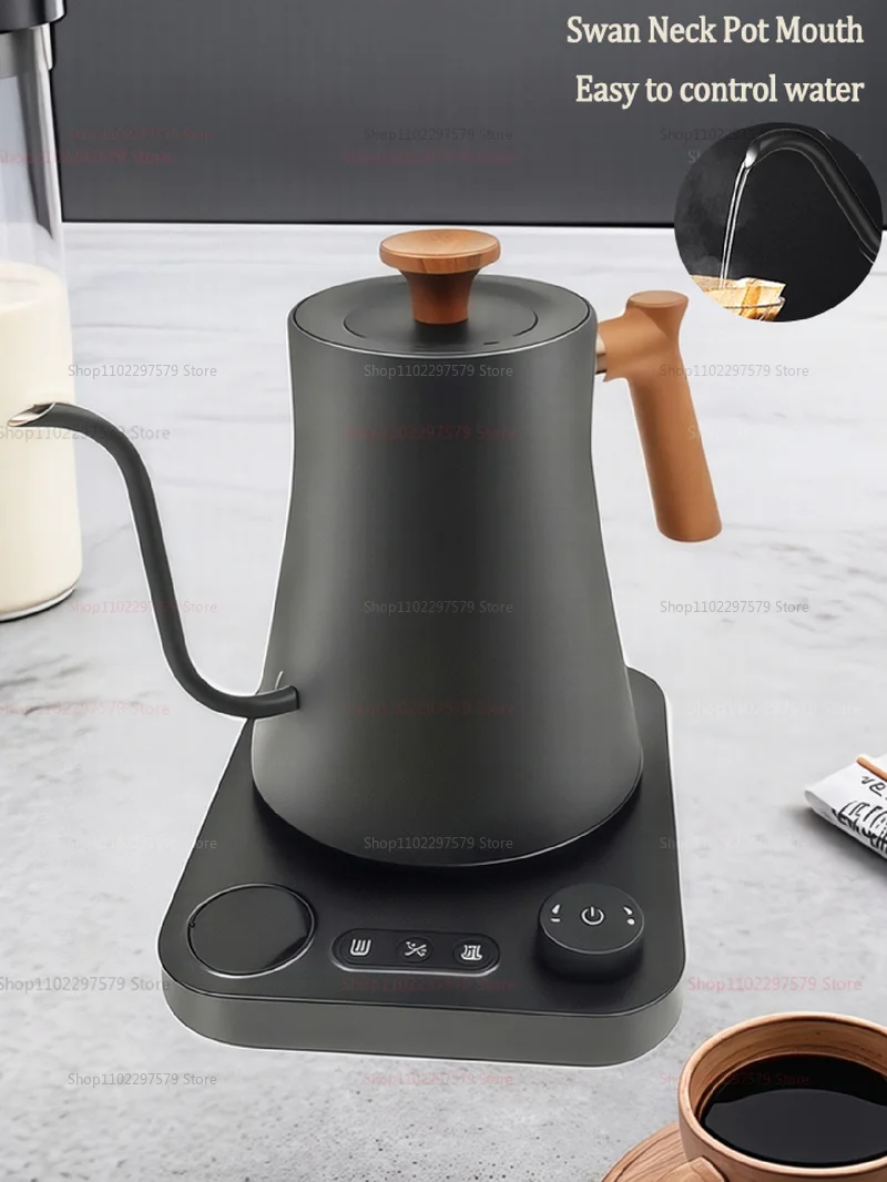 Description Picture 4 of itemElectric Stainless Steel Drip Coffee Kettle With Wooden Handle Gooseneck Teapot High-Value Kettle For Barista And Home Use